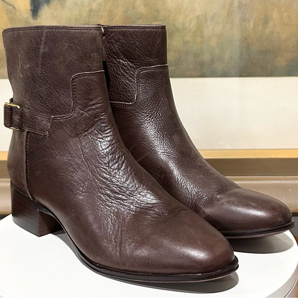 🌸SARTO by FRANCO SARTO 🌸 Brown Leather Round Toe Ankle Bootie Size: 8.5 - Picture 6 of 16